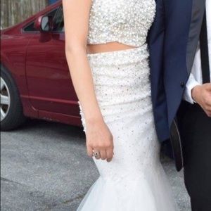 white and silver prom dress